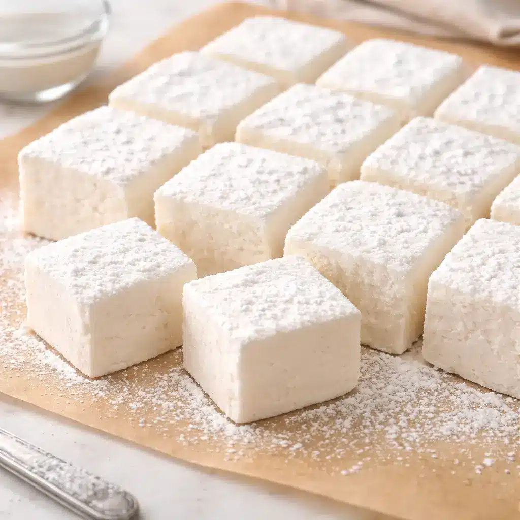 Homemade collagen marshmallows cut into squares