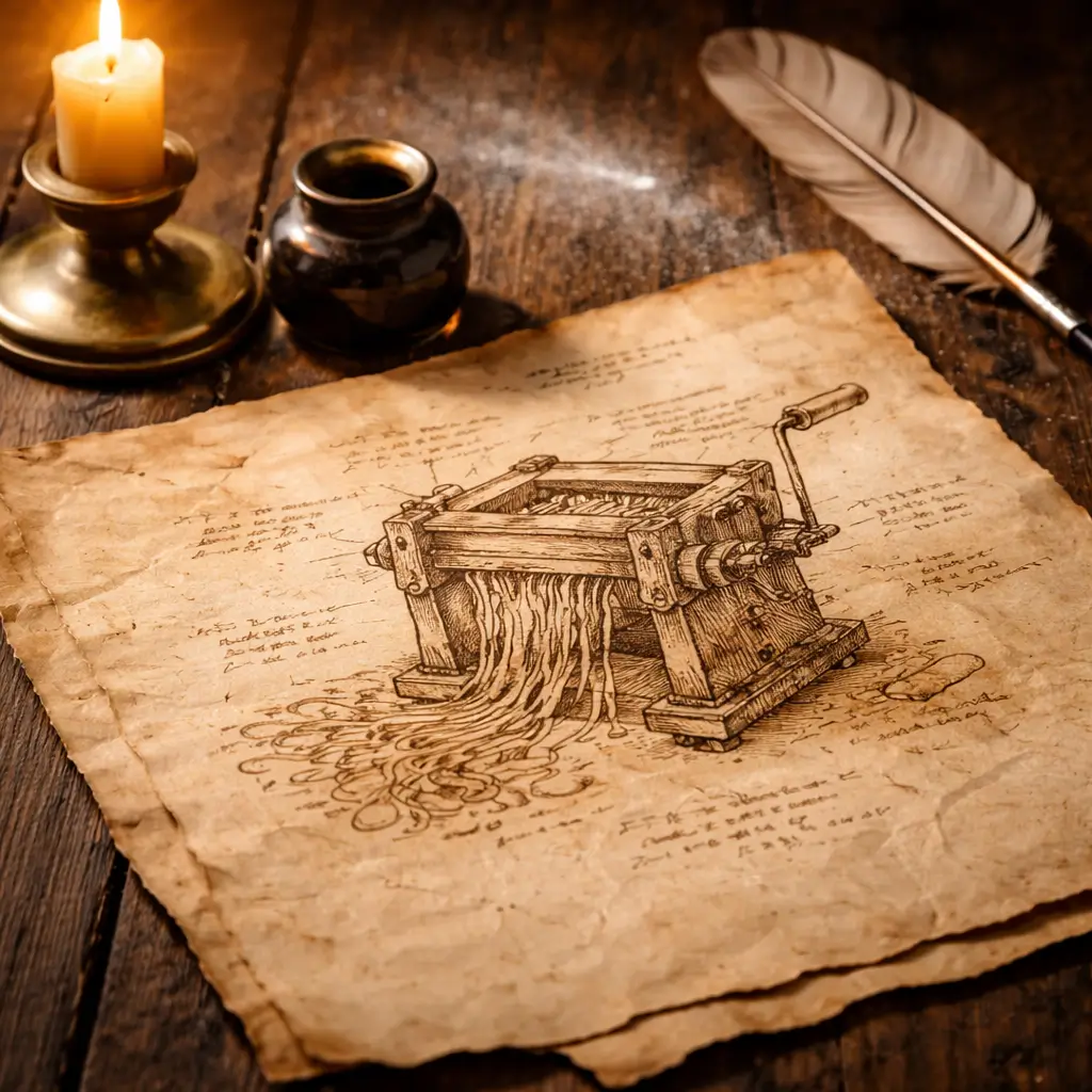 Eighteenth century pasta machine sketch related to Thomas Jefferson mac and cheese history