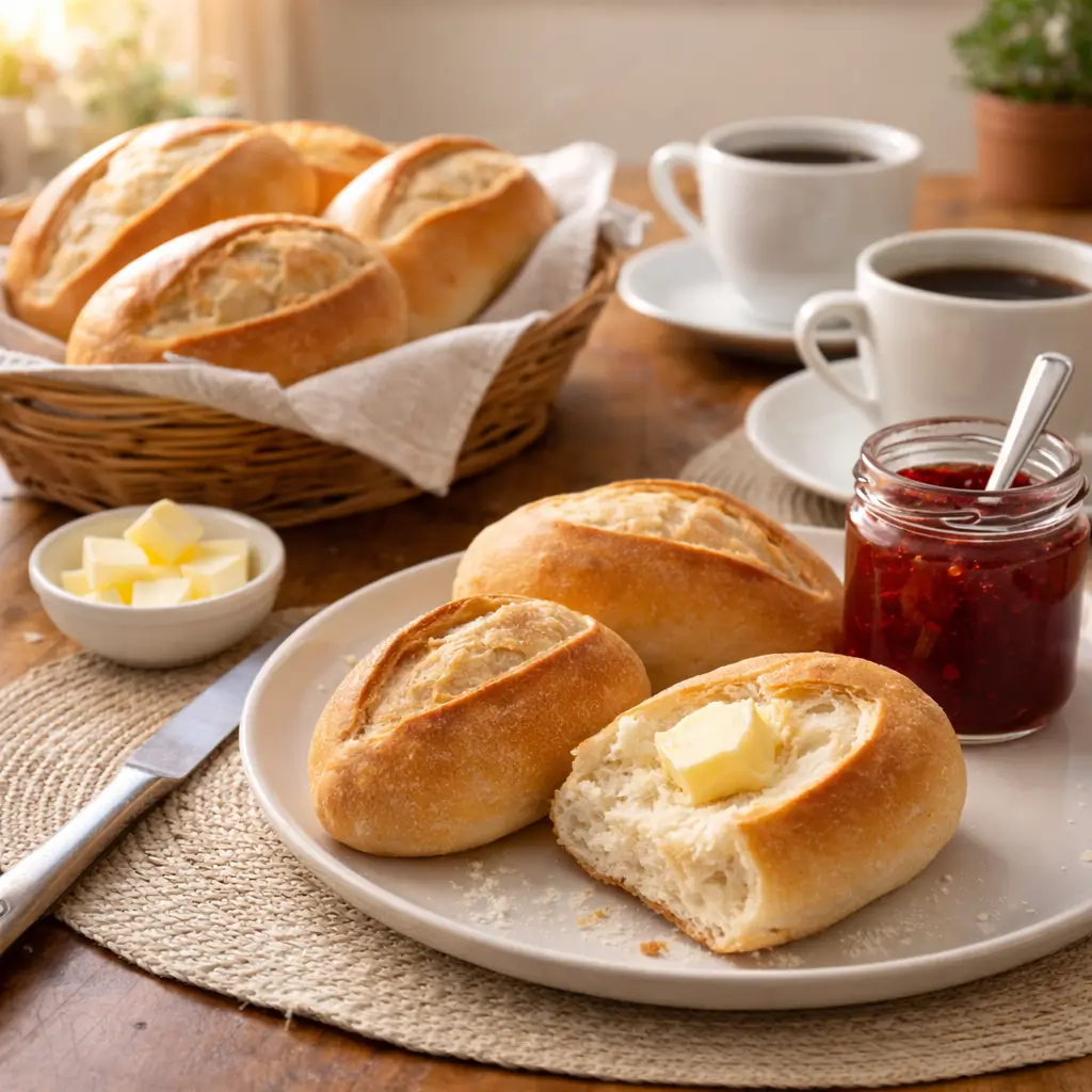 Peruvian pan frances served for breakfast