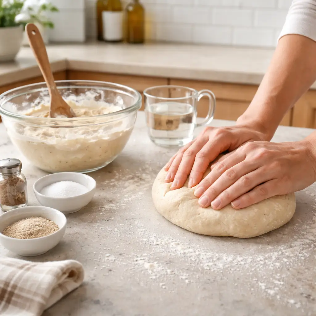 Preparing dough for peruvian pan frances recipe