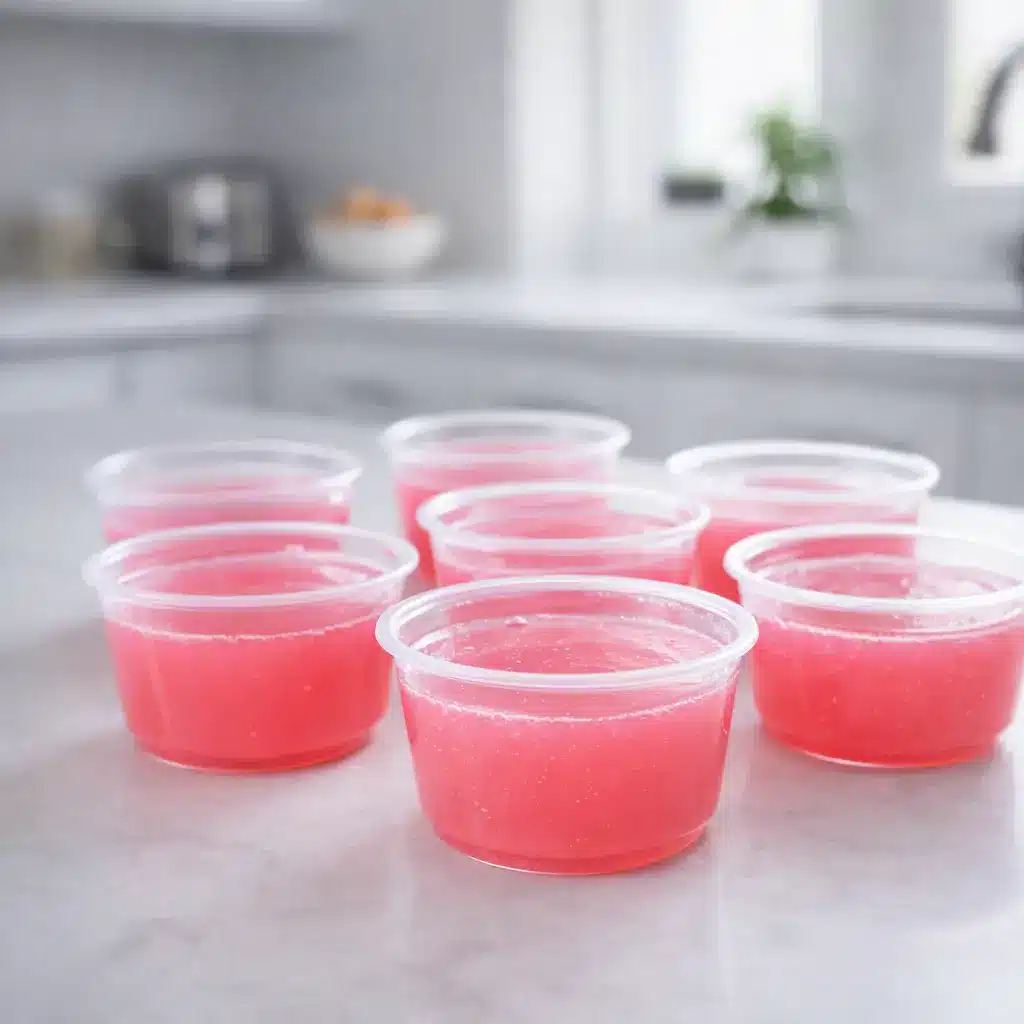 Individual servings of pink gelatin trick