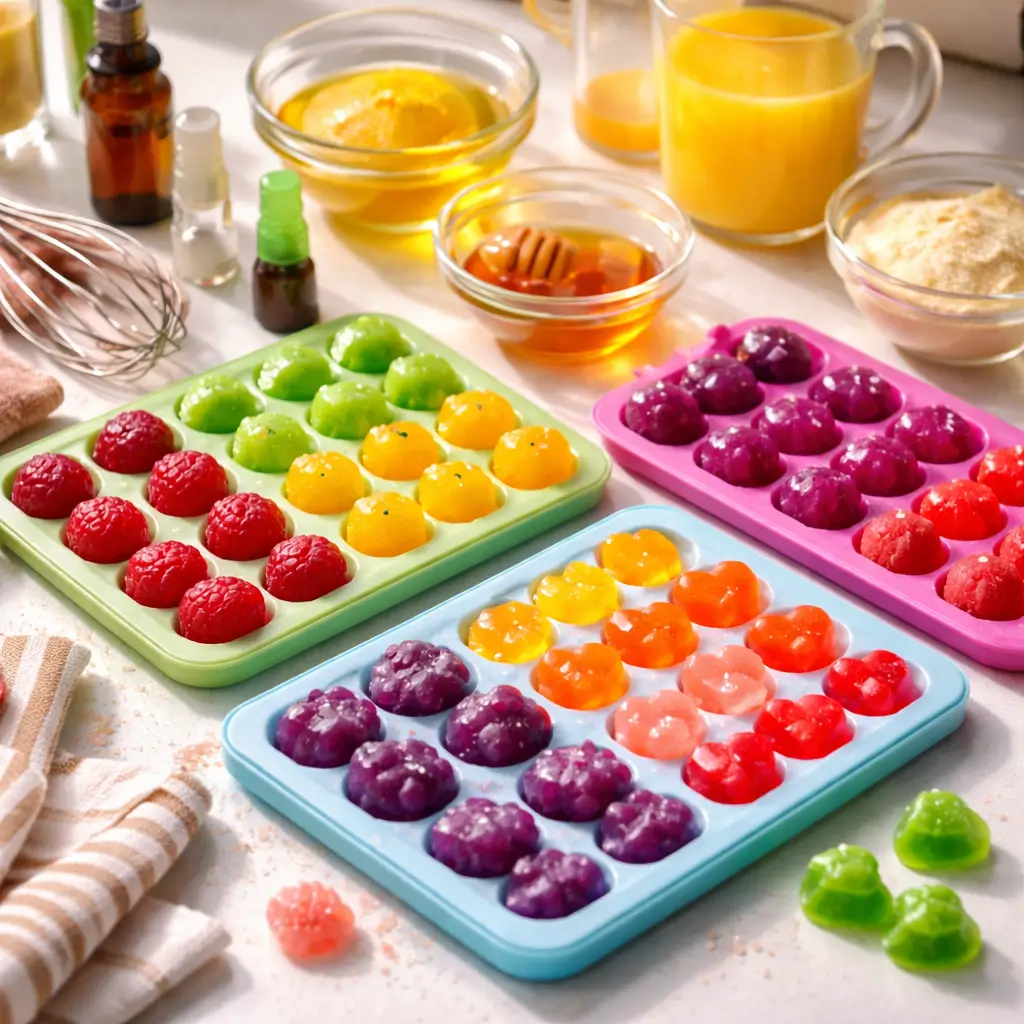 homemade infused gummy candies in silicone molds