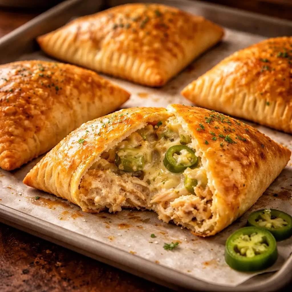 golden baked jalapeno chicken pockets