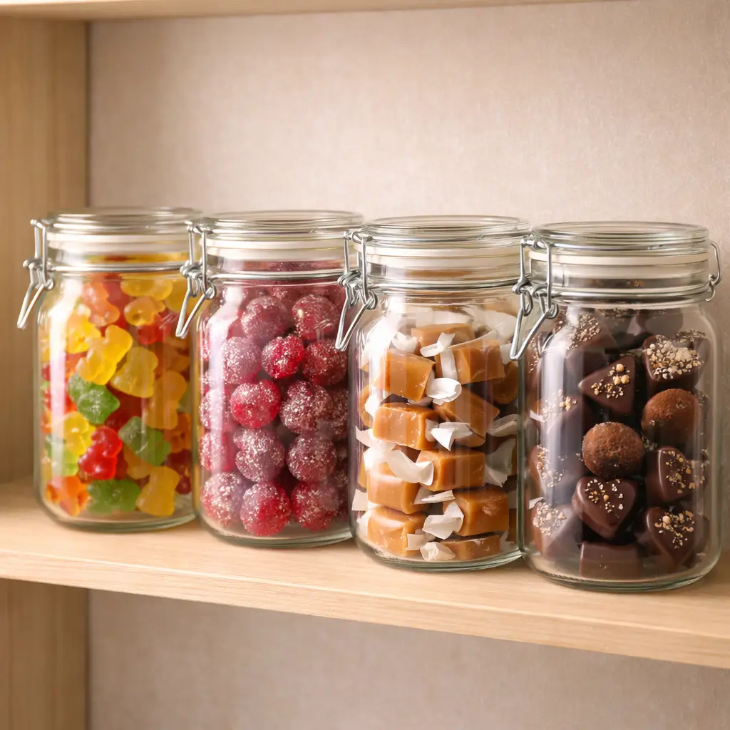 airtight containers storing homemade candies