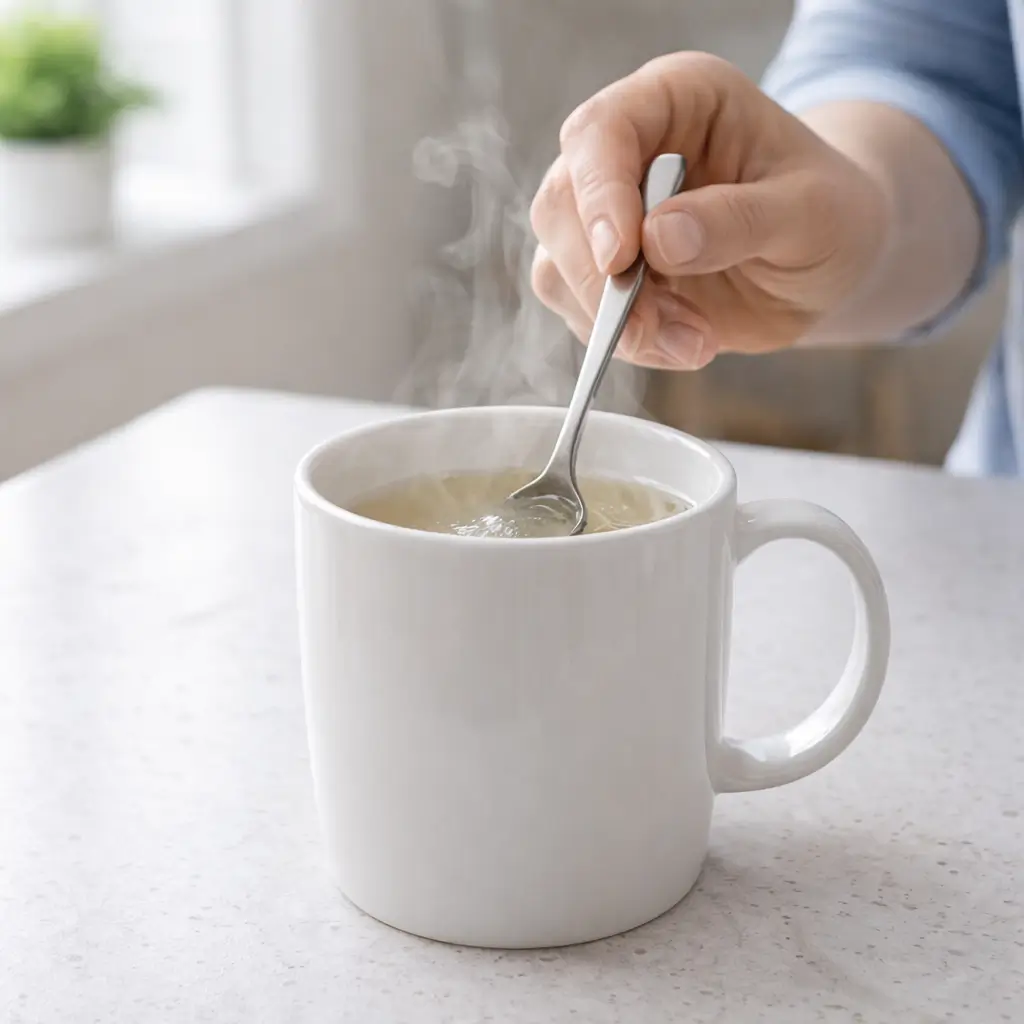 jennifer ashton gelatin recipe Stirring gelatin into hot water in a mug