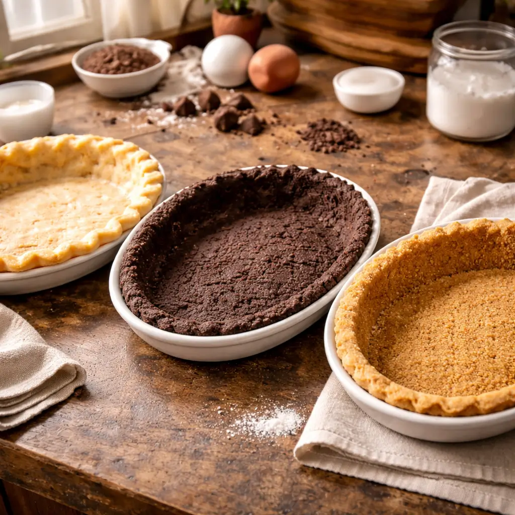 joanna gaines french silk pie recipe Different crust options for French silk pie including butter crust and cookie crust