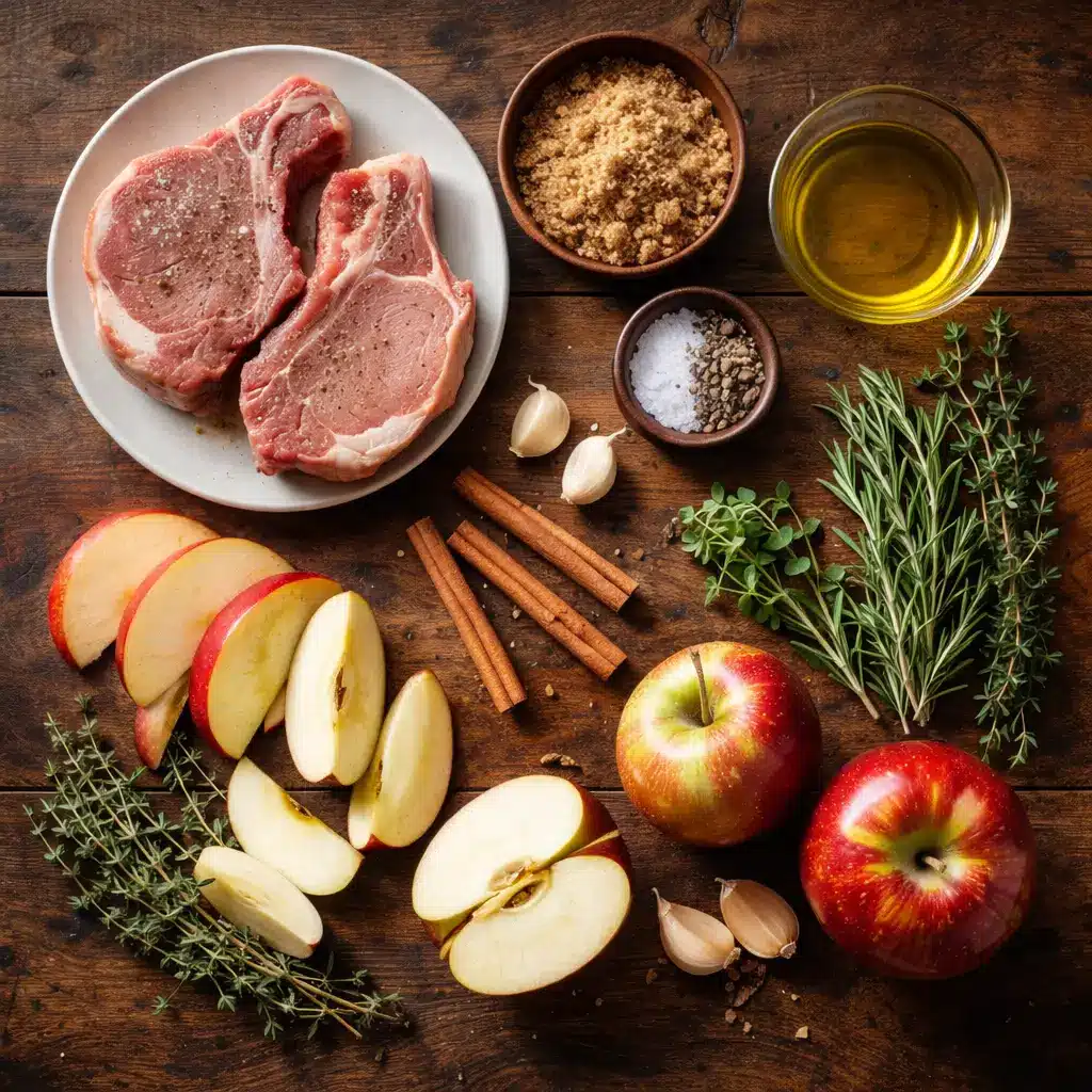 Ingredients for Bobby Flay pork chops and applesauce recipe