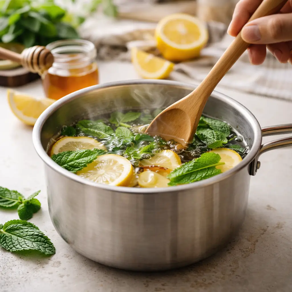 Different pulhia tea variations with herbs spices and citrus