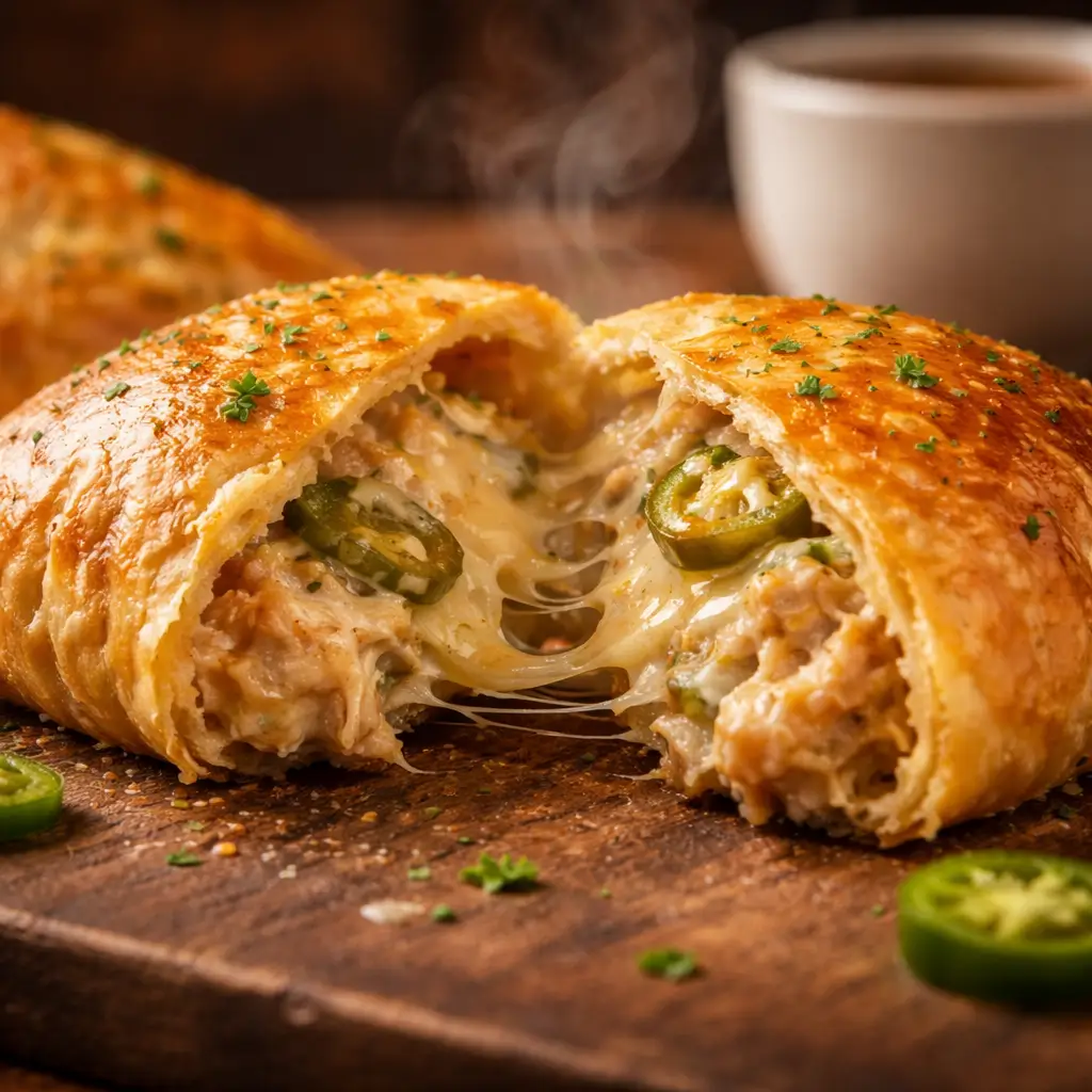 golden starbucks jalapeno chicken pocket with melted cheese inside