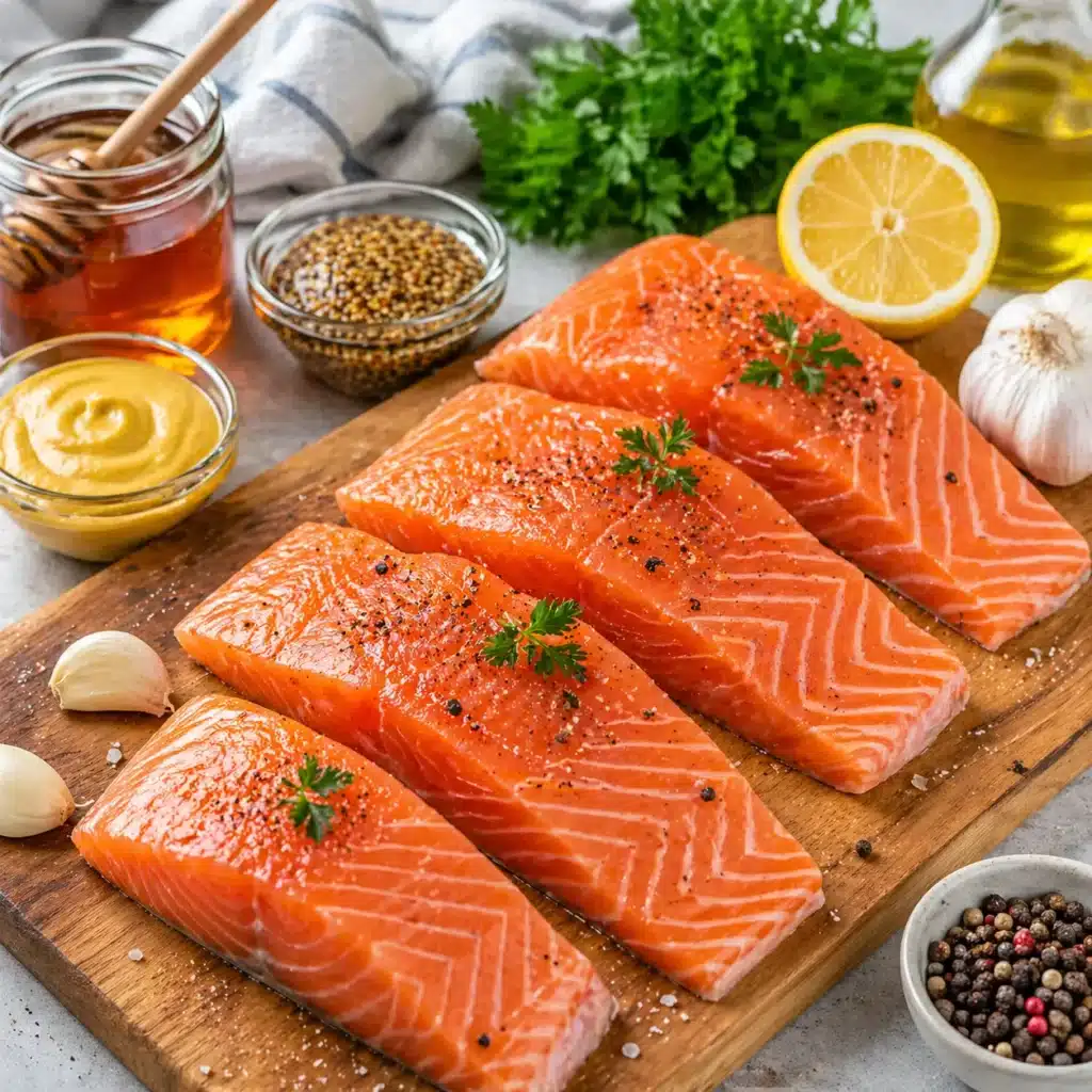 ingredients for martha stewart honey mustard salmon recipe