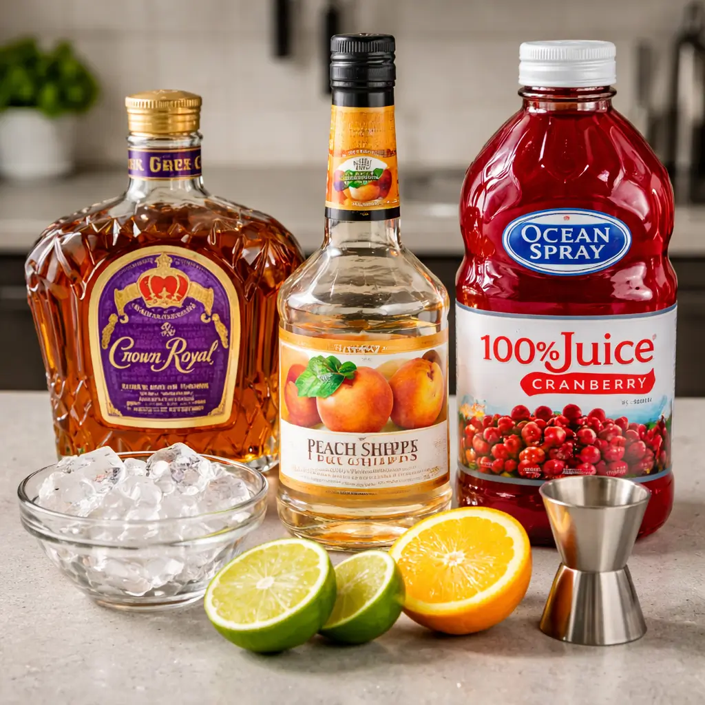 Ingredients for wu tang shot recipe crown royal