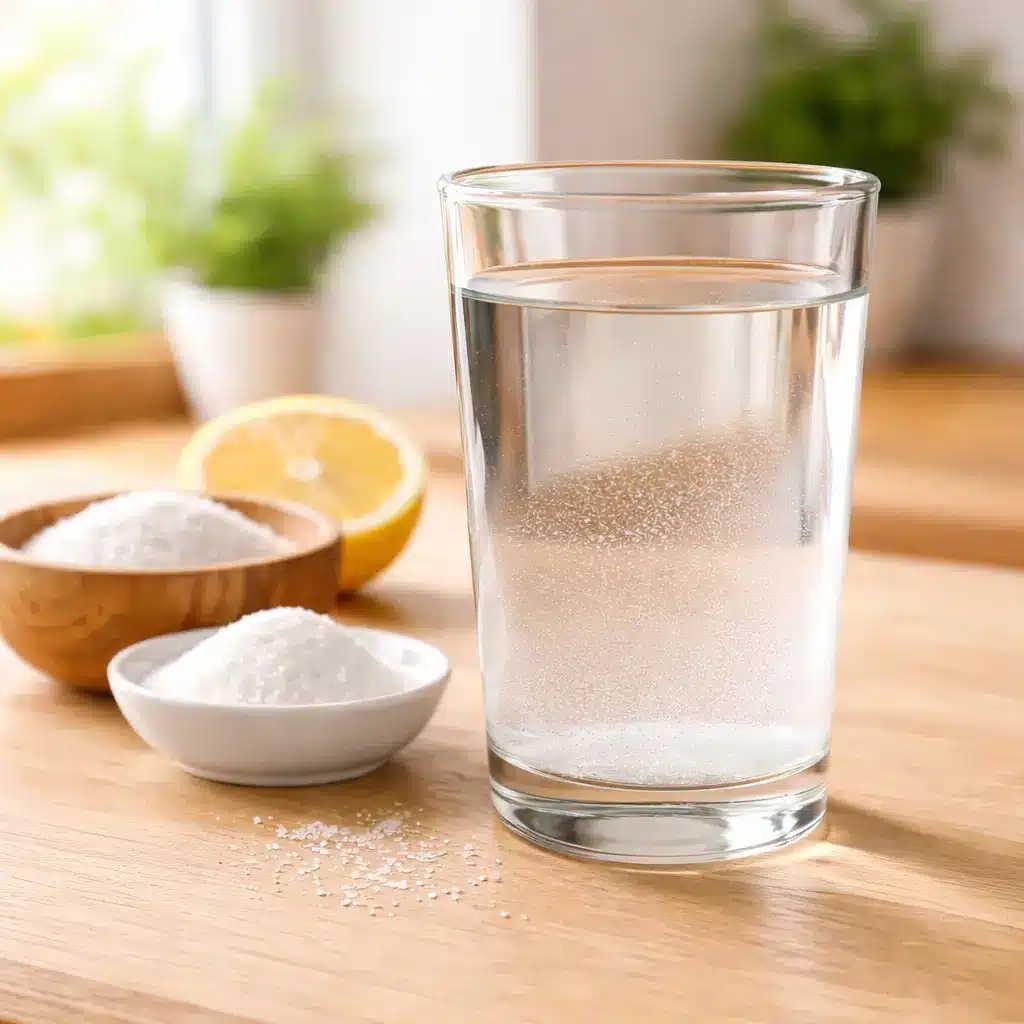 Baking soda salt drink ready to consume