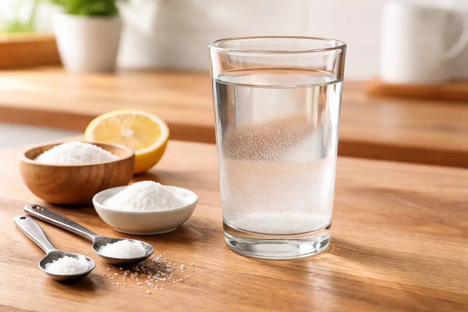 Baking soda salt trick for men recipe drink in a glass