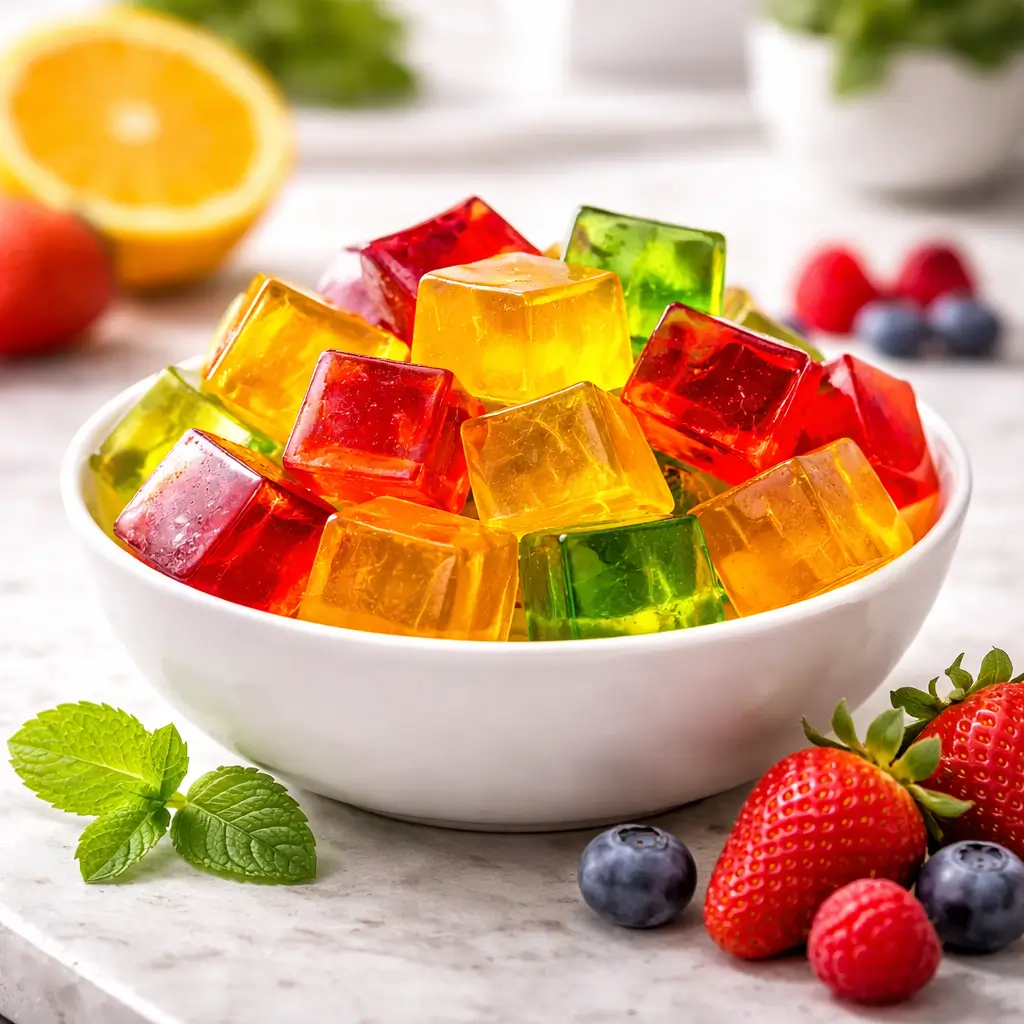 healthy gelatin snack cubes low calorie dessert