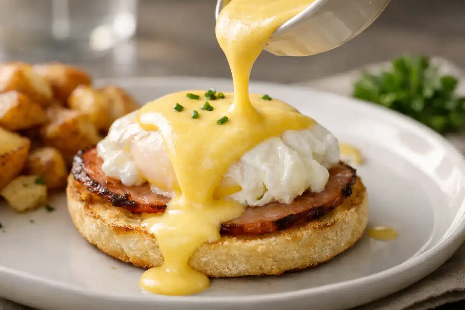 Gordon Ramsay hollandaise sauce served on eggs benedict