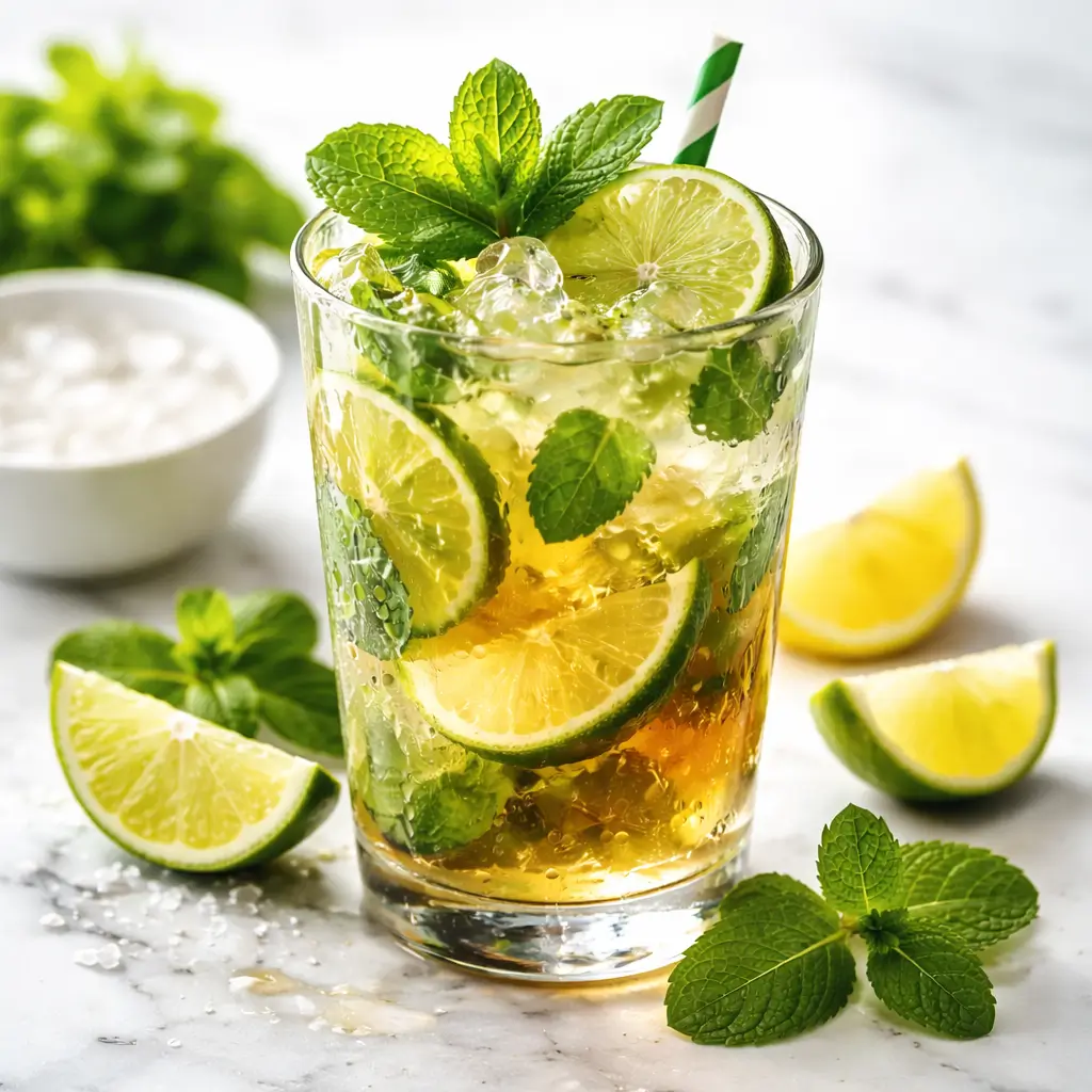 Finished liquid maria juana recipe drink with garnish