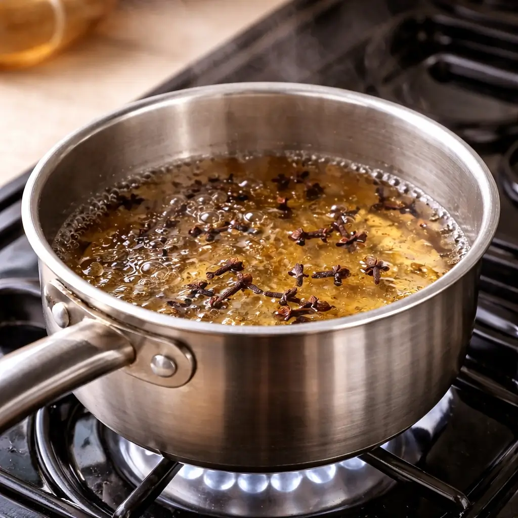 Cloves simmering in water for tea