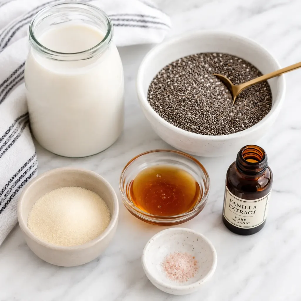 Ingredients used in chia gelatin trick recipe