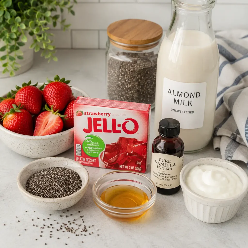 Ingredients for chia jello trick recipe