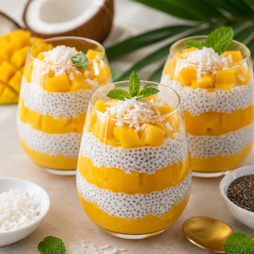 Tropical layered chia jello trick recipe
