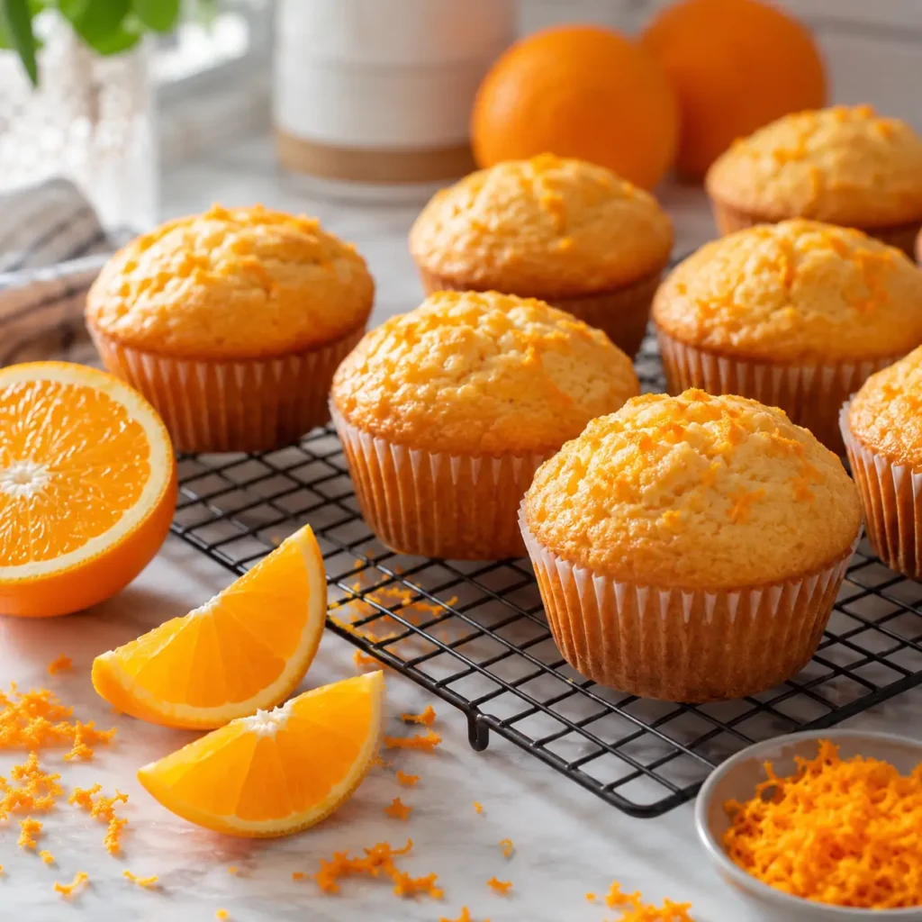 Orange flavored muffins made with orange peel trick recipe