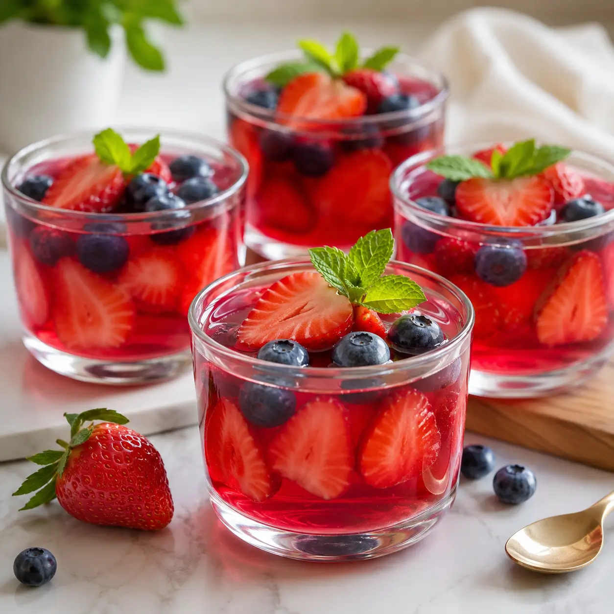 Hollywood gelatin trick recipe served in glass dessert cups